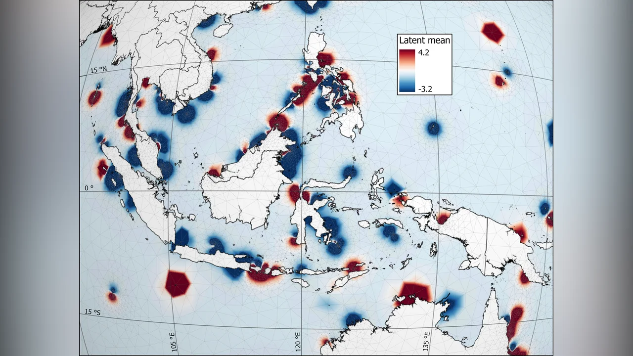 Spatial-latent effects capture residual geographical variation of coral bleaching in the Coral Triangle from 2002 to 2020